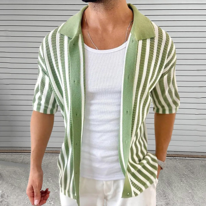 Striped Button Up Knitted Shirt