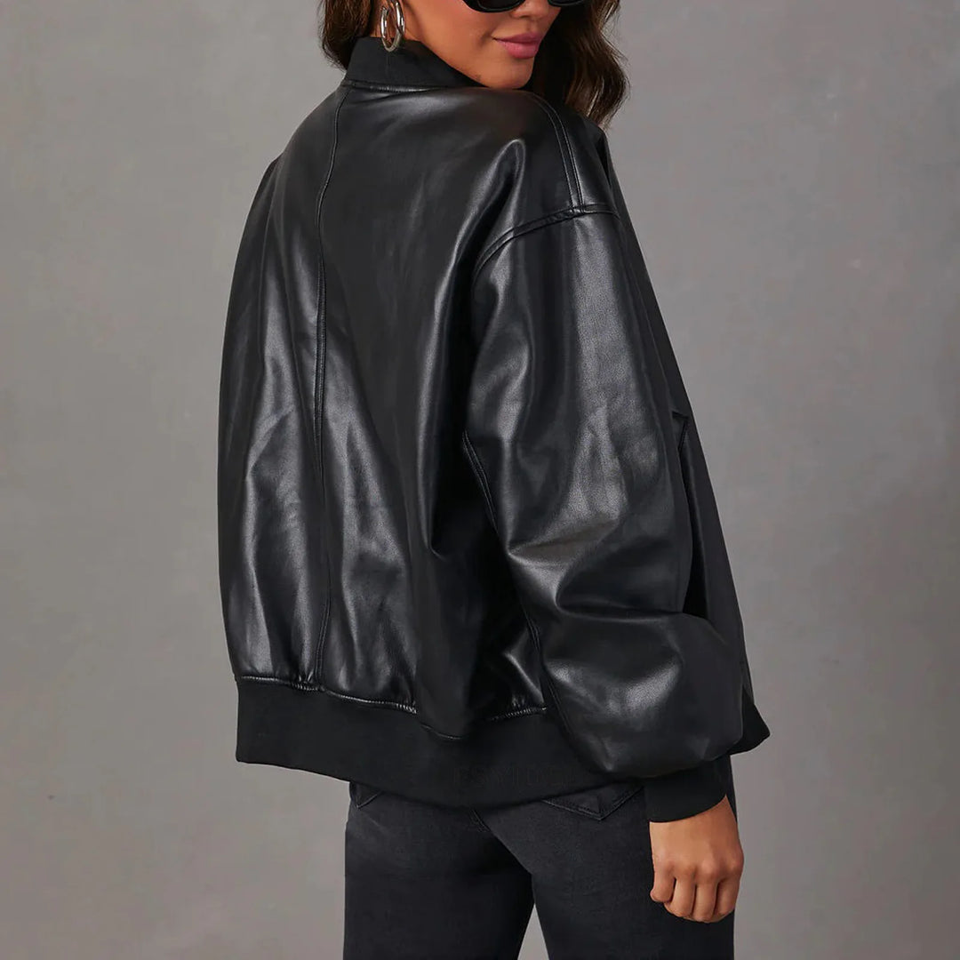 Mira Leather Bomber Jacket