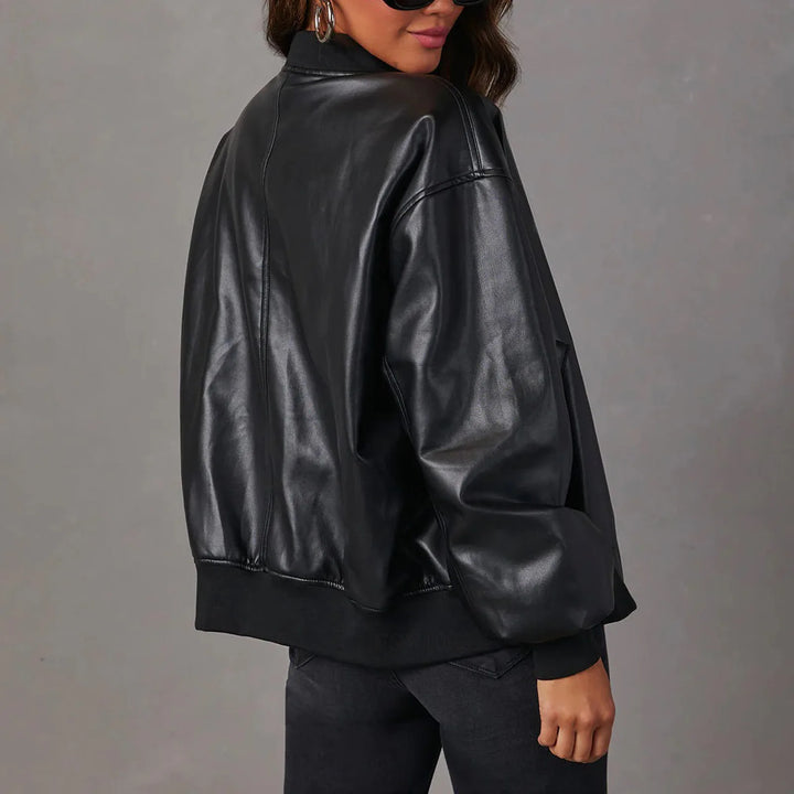 Mira Leather Bomber Jacket