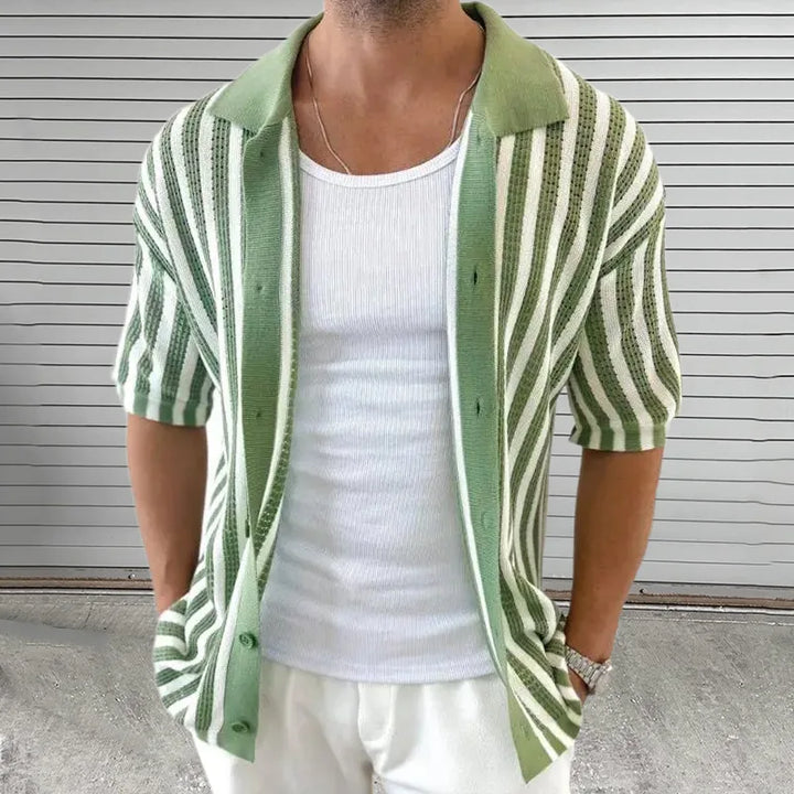 Striped Button Up Knitted Shirt