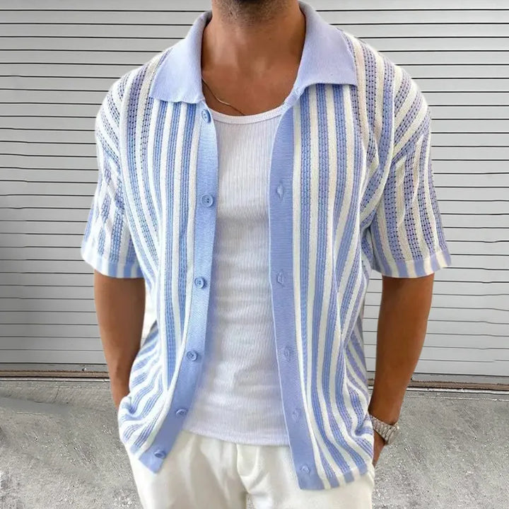 Striped Button Up Knitted Shirt