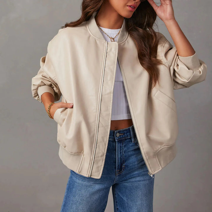Mira Leather Bomber Jacket