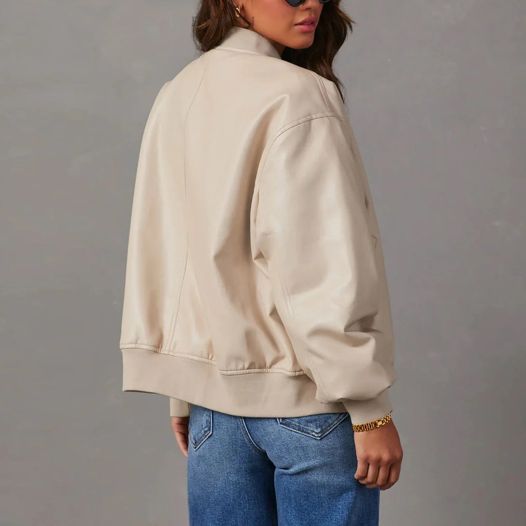 Mira Leather Bomber Jacket