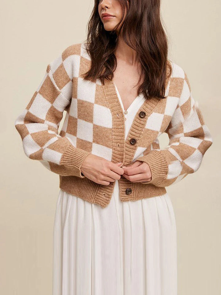 Checkered Cotton Cardigan