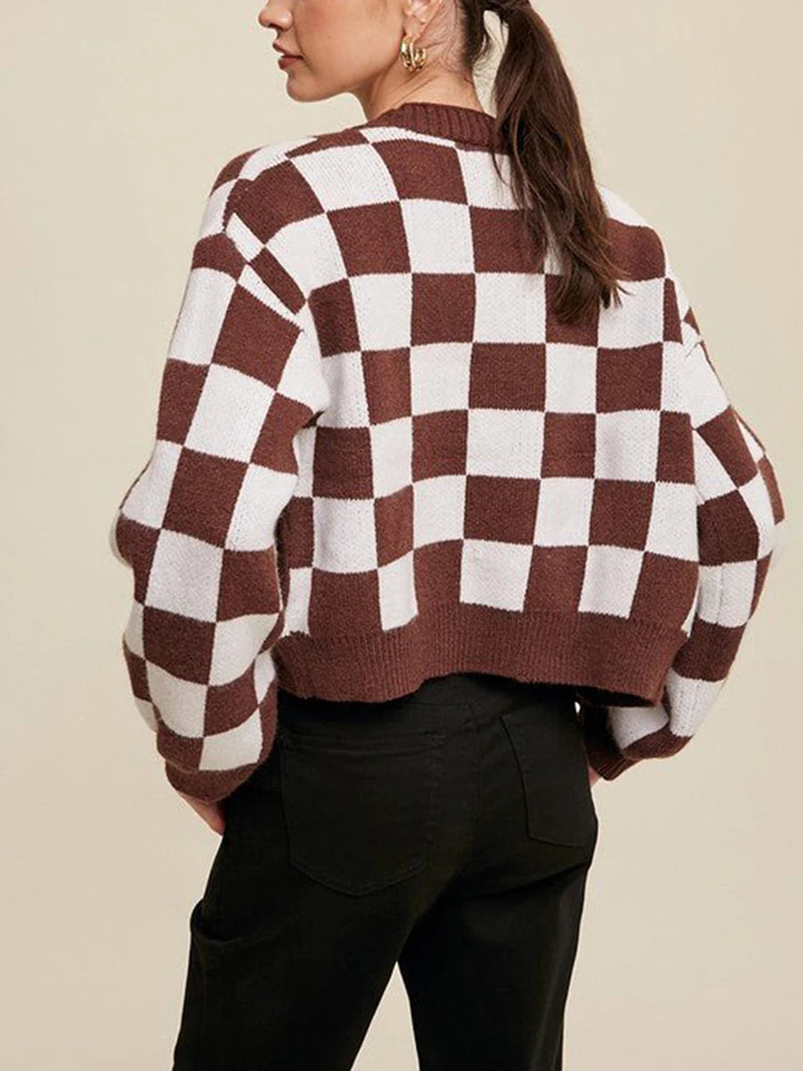 Checkered Cotton Cardigan