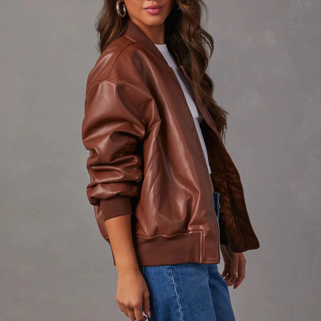 Mira Leather Bomber Jacket