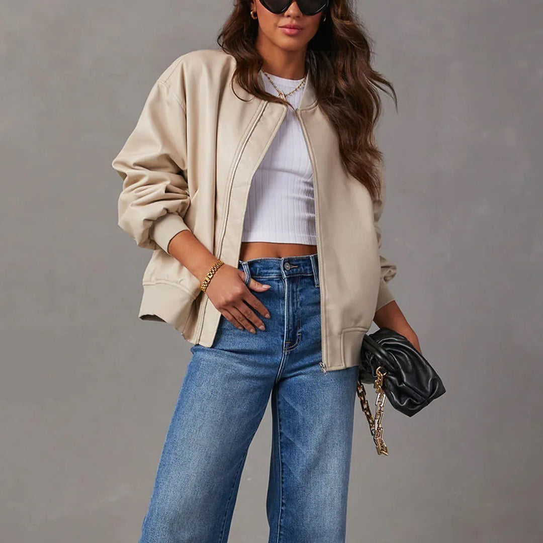Mira Leather Bomber Jacket