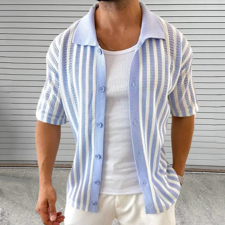 Striped Button Up Knitted Shirt