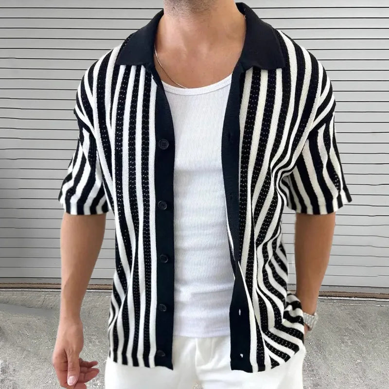 Striped Button Up Knitted Shirt