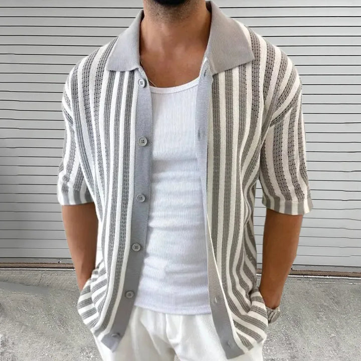 Striped Button Up Knitted Shirt
