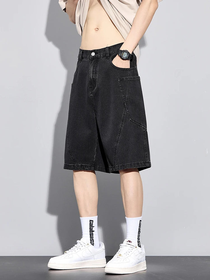 Crossline Denim Shorts