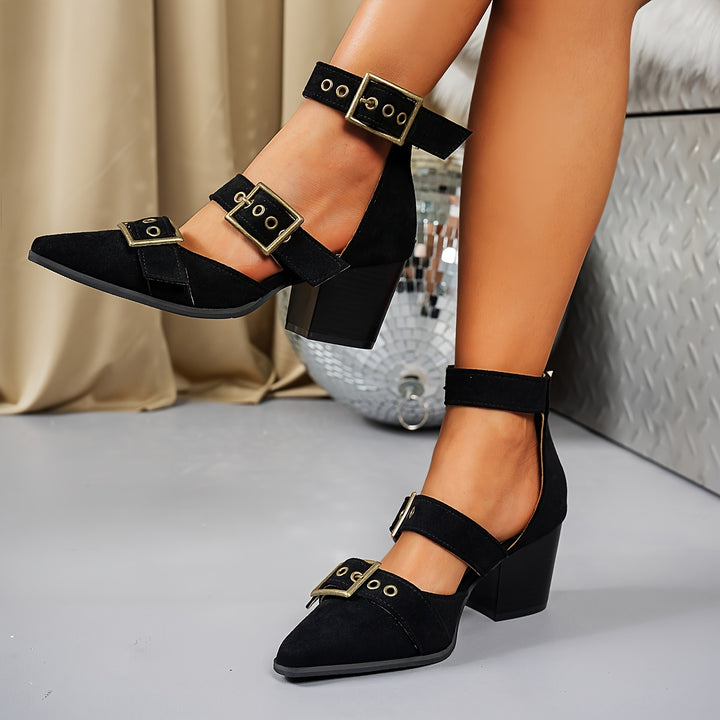 Downtown Buckle Strap Heels